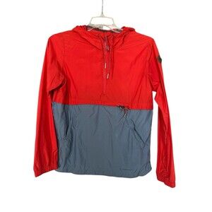 Burton Mens Red Gray Color block Dryride Windbreaker Anorak Nylon Jacket M